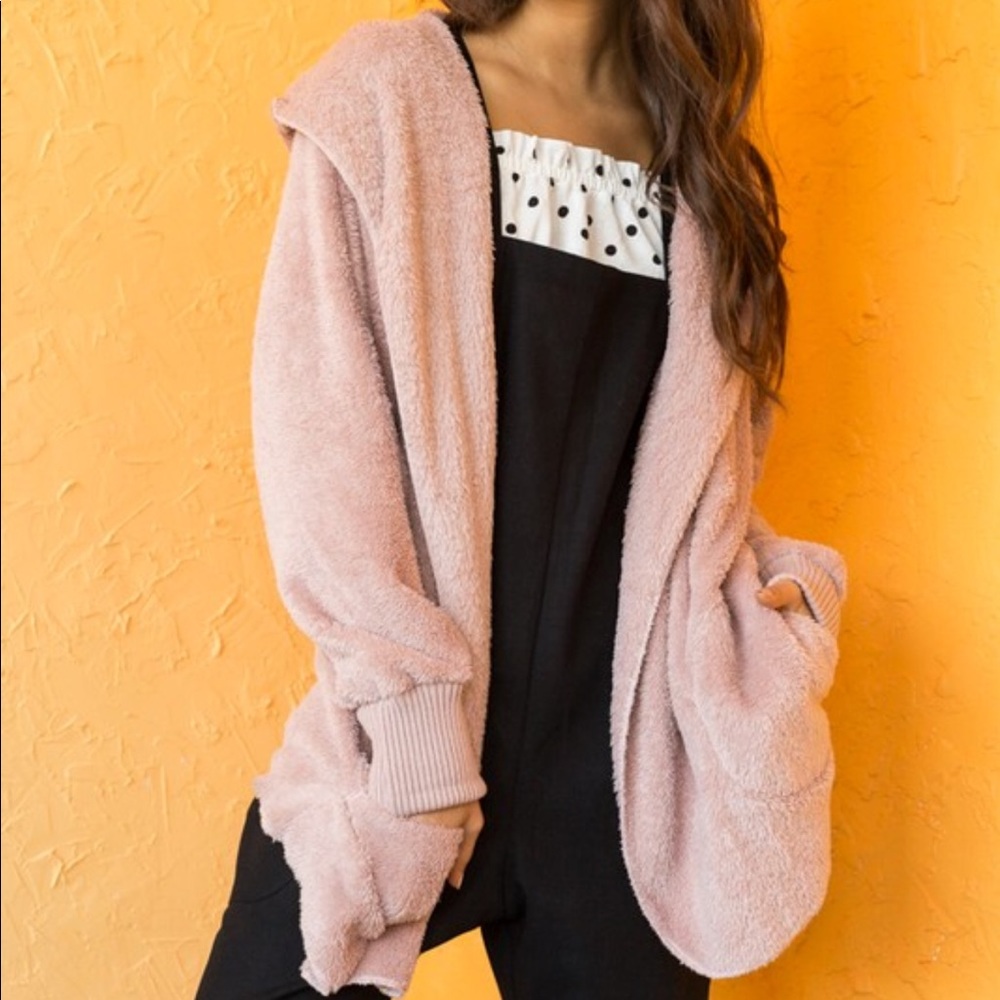 ❄️LAST1️⃣//MAUVE BLANKET CARDIGAN FLEECE HOODIE - Picture 5 of 9